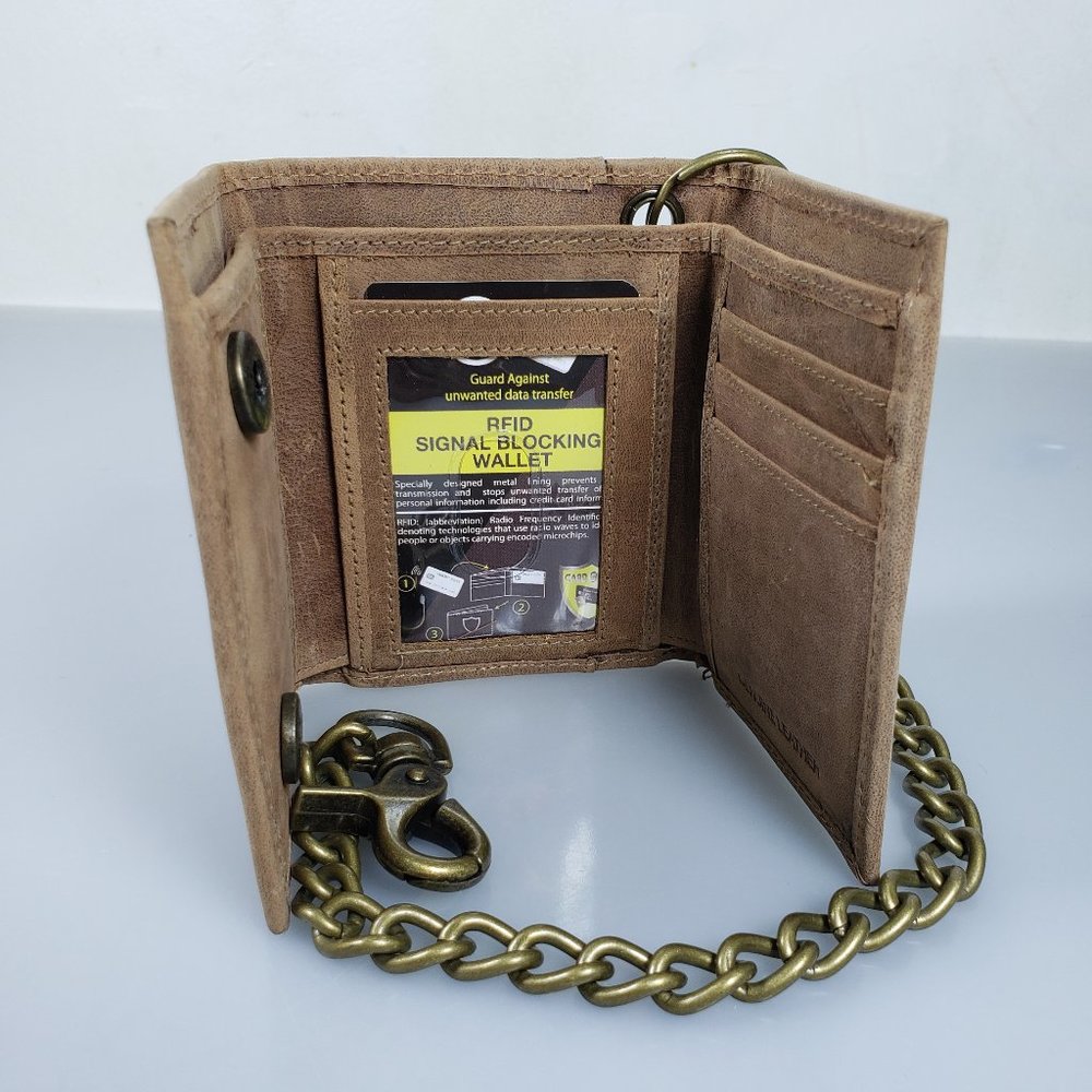 Men's RFID Blocking Motorcycle Wallet With Chain